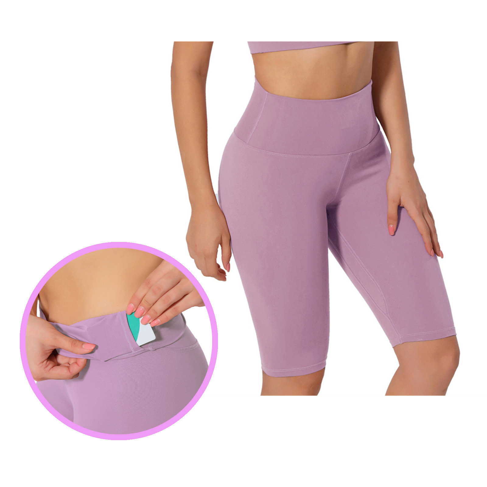thumbnail image 5 of Leggings de cintura alta con cinco puntos para mujer: pantalones de fitness, running y yoga con bolsillos, 5 of 8